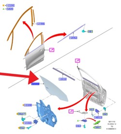 Стекло дверь левый перед ford kuga втулка стабилизатора 2020- 2685779 _ lv4b-s21411-af фото №1