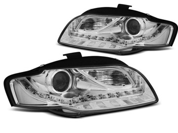 Лампы фары audi a4 b7 04-08 хром led фото №1