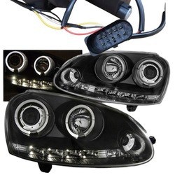 Лампы фары do vw golf v 5 od 2003 do 2009 кольца led линзы новое фото №1