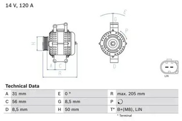 Генератор 120a 986 049 010 bosch mercedes фото №1