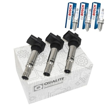3x котушка + свічки vw polo 9n 6r skoda fabia i ii seat cordoba ibiza 1.2 16v фото №1
