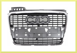 Решётка радиатор autodor серебряная do audi a4 b7 2004-2007 заменитель фото №1