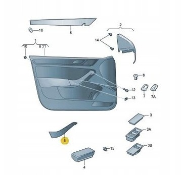 Корпус ручка внутренней дверь skoda octavia mk3 5e0867197 фото №1