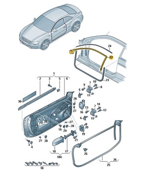 Прокладка дверь внутренняя верхняя левая audi a5 b8 фото №1