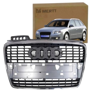 Решітка середня решітка радіатора хром нова блиск срібна audi a4 b7 2004-2007 рамка фото №1