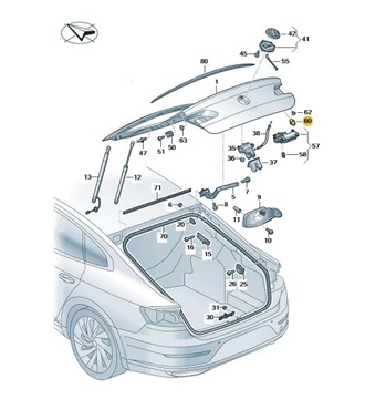 Відбійник кришки багажника регульований vw arteon oe: 5na827499 фото №1