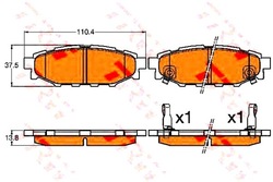 Trw тормозные колодки тормозные subaru зад forester legacy ou фото №1
