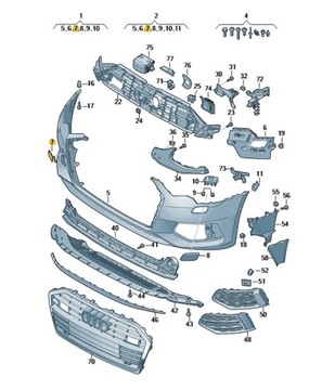 Заглушка склоомивача бампера права audi a6 c8 фото №1