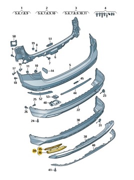Решітка заглушка бампера зад audi q3 ліва aso фото №1
