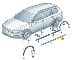Планка задніх правих двері ґрунт. vw passat b8 фото №1