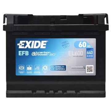 Exide el600 60ah 640a efb старт-стоп фото №1