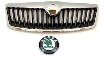 Skoda octavia ii 09- решітка решітка решітка радіатора чорний хром емблема фото №1