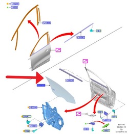 Скло двері праві перед ford kuga втулка стабілізатора 2020- 2685777 _ lv4b-s21410-af фото №1