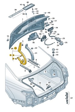 Петля кришки багажника ліва сторона audi a8 d5 aso оригінал новий фото №1