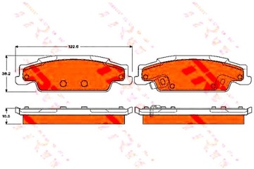 Trw гальмівні колодки гальмівні cadillac зад cts 02-07 sts 04 фото №1