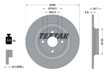 Textar диски гальмівні 2szt. зад abarth 124 spider fiat 124 spider фото №1