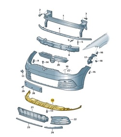 Спойлер передньої бампера чорний сатинова vw golf oe: 5h0805915a9b9 фото №1