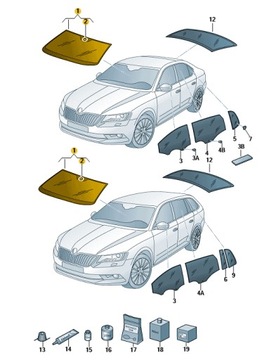 Скло лобове skoda superb iii 3v0845011al оригінал фото №1