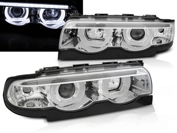 Лампы передние фары soczewkowe кольца 3d led хром do bmw e38 94-01 фото №1