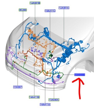 Жгут бампера перед радар ford edge mk2 2018- оригинальный номер фото №1