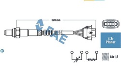 Fae лямбда-зонд количество проводов 4, 570mm chevr фото №1