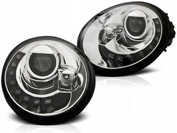 Лампи фари vw new beetle 98-05 хром led + лампочки безкоштовно! фото №1