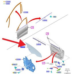 Скло двері праві перед ford kuga втулка стабілізатора 2020- 2595905 _ lv4b-s214a50-ac фото №1