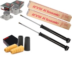 Kyb 2x амортизаторы + подушки + защитные накладки отбойники vw passat b5 audi a6 c5 зад фото №1