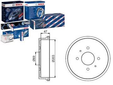 Bosch барабаны тормозные mitsubishi зад colt 1,1-1,5 фото №1