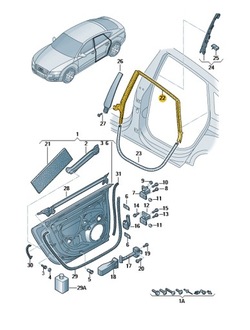 Audi оригинальный номер 4g8845696h прокладка верхняя дверь фото №1