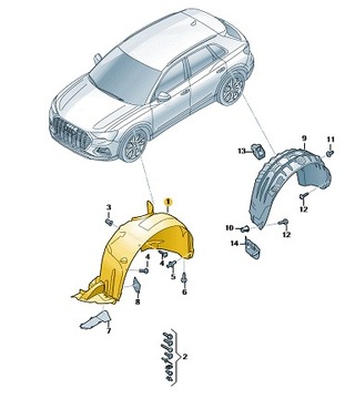 Підкрилок audi p. q3 19- le оригінальний номер vag 83a821171c 83a821171c фото №1