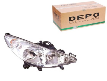 Фара peugeot 207 h7 h1 w5w py21w 06- pr хром фото №1