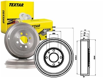 Textar барабани гальмівні alfa romeo 145 146 cadillac фото №1