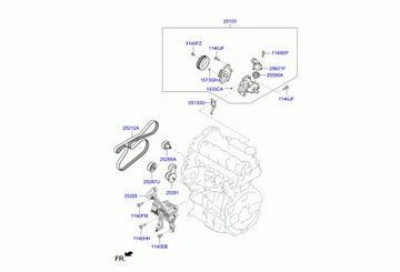 Насос води колесо пасове kia stinger 2.2crdi 2017 -2024 diesle d4hb фото №1
