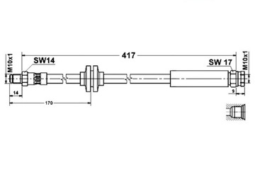 Ate шланг гальмівний гнучкий зад l/p dł. 417m фото №1