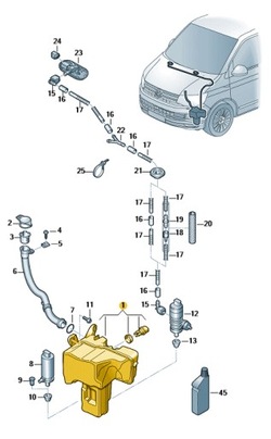 Бак рідини склоомивача vw transporter t6 aso 7e0955453d фото №1