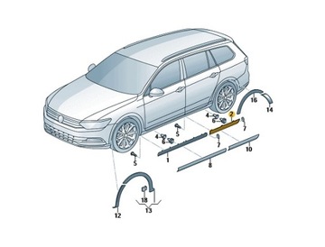 Накладка задніх двері сторона ліва do лак. vw passat oe: 3g0853777gru фото №1