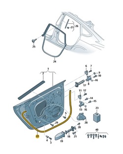Зовнішня прокладка двері зад ліва audi a5 b9 aso фото №1