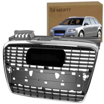 Решітка середня решітка радіатора хром нова блиск срібна рамка audi a4 b7 2004-2007 фото №1