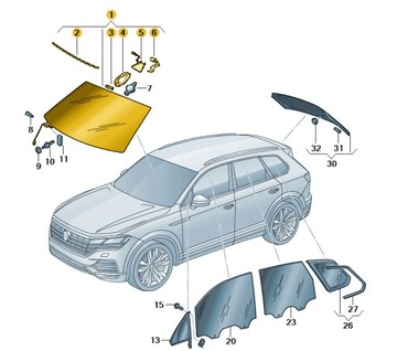 Стекло передняя лобовое vw touareg 760845011ahnvb новый оригинал фото №1