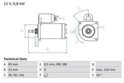 Стартер 12v bosch 0986013590 036911023e фото №1