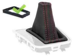 Vw passat b8 2014-2023 dsg чохол зміни коробки передач шкіра червоний нитки рамка фото №1