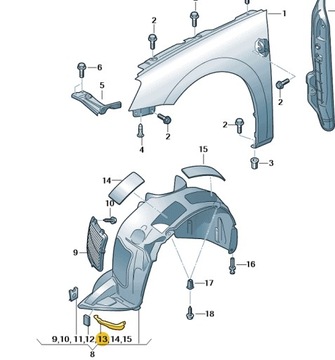 Спойлер подкрылки крыльев перед skoda superb 3 le фото №1