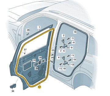 Прокладка задніх правих двері vw tiguan оригінал. оригінальний номер фото №1