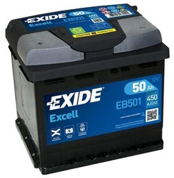 Акумулятор exide excell 12v 50ah 450a eb501 фото №1