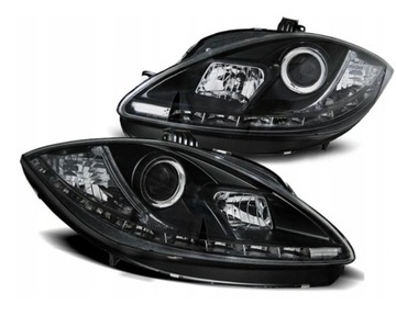 Фары seat leon 1p altea 09-12r daylight чёрный + лампочки бесплатно! фото №1