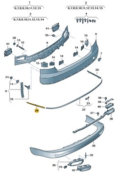 Планка декоративна бампера зад хром ліва audi a8 d4 aso оригінал нова фото №1