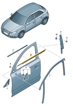 Прокладка накладка стёкла левая наружная audi a1 aso оригинал фото №1