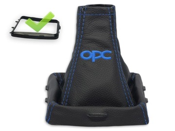 Opel vectra c чехол изменения коробки передач чёрная кожа вышивка тёмно-синий opc рамка фото №1