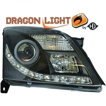 Лампи перед opel vectra 2002-2005 прозорий/чорний led фото №1